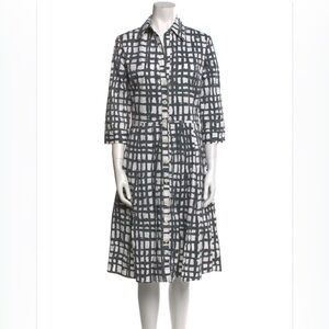 Samantha Sung Audrey Shirtdress Gray Check Print Stretch Cotton Size 6